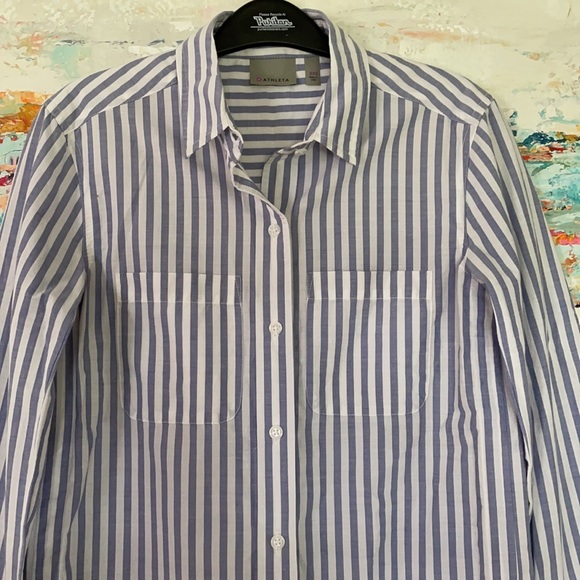 ATHLETA Blue & White Stripe Tunic Top Sz XXS EC! - Picture 5 of 9